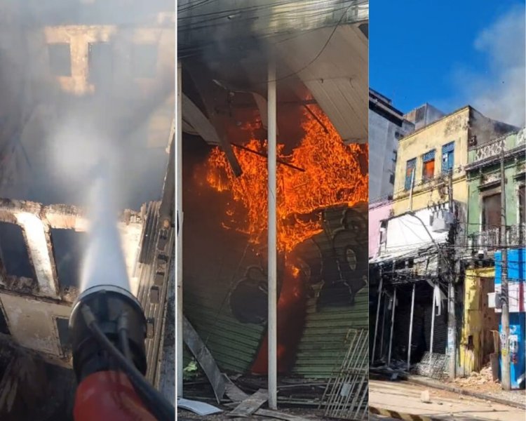 Incêndio atinge casarão e loja de roupas na Avenida Sete de Setembro, em Salvador; veja fotos