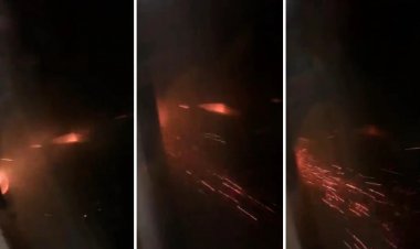 Turbina de avião pega fogo após colidir com ave em Salvador