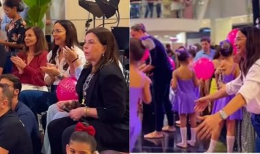 Ivete Sangalo aparece de surpresa em shopping de Salvador para assistir apresentação das filhas
